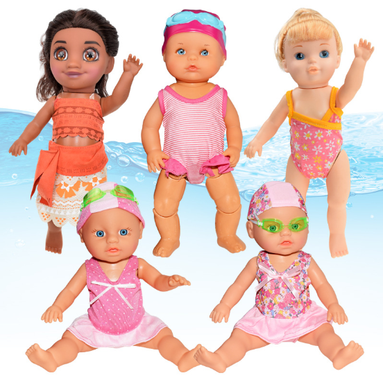 Vendita calda bambini regalo preferito Silicone vinile bagno nuoto bambola interattiva Silicone giocattoli estivi per bambini