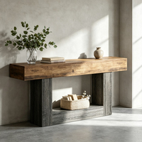 Table console tribale de 63 pouces, style farmhouse, double entrée, avec base, pour derrière le canapé, dans le salon, le couloir ou l'entrée.