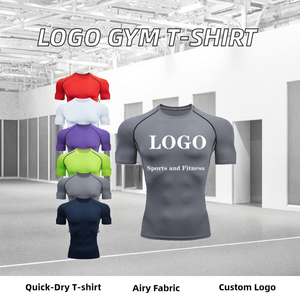 Camiseta Deportiva de Gimnasio de Secado Rápido con Logotipo Personalizado, Ajuste Regular, para Hombre, Ropa Deportiva de Compresión Tejida, Transpirable - Product Image 2