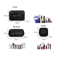 Sac cosmétique en maille de nylon Logo personnalisé Petits et grands kits de voyage Sacs à maquillage Étui de beauté Pochette à maquillage Pochette en maille Trousse de toilette
