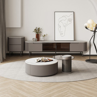Meubles de salon plaque de roche table basse ronde en acier inoxydable design de luxe leger pour grandes et petites familles