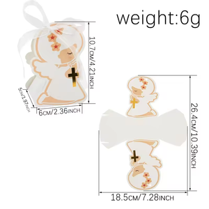 Boîtes en papier pour bonbons sur le thème du baptême avec rubans, cadeaux pour la première <span class=keywords><strong>communion</strong></span>, boîtes en papier pour bonbons pour les fêtes - Product Image 2