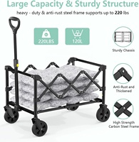 Chariot de plage pour enfants portable à 4 roues, chariot de camping pliable pour jardin extérieur