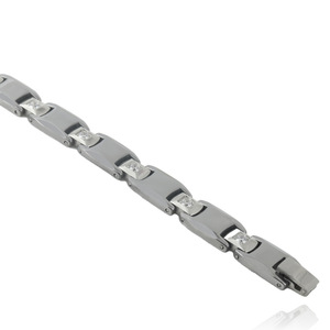 Titanium Steel <b>Bracelet</b> Geometric Bezel <b>Set</b> Diamond Magnetic For Men Women 217009 - Product Image 3