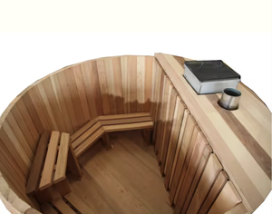 Baignoire en bois à prix d'usine pour spa extérieur rustique, 2 personnes, pour usage extérieur avec chauffage au feu de bois - Product Image 5