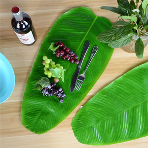 Hojas verdes tropicales simuladas Hawaianas, hojas de plátano artificiales de tacto Real para tapete de mesa, decoración temática de playa y jungla - Product Image 1