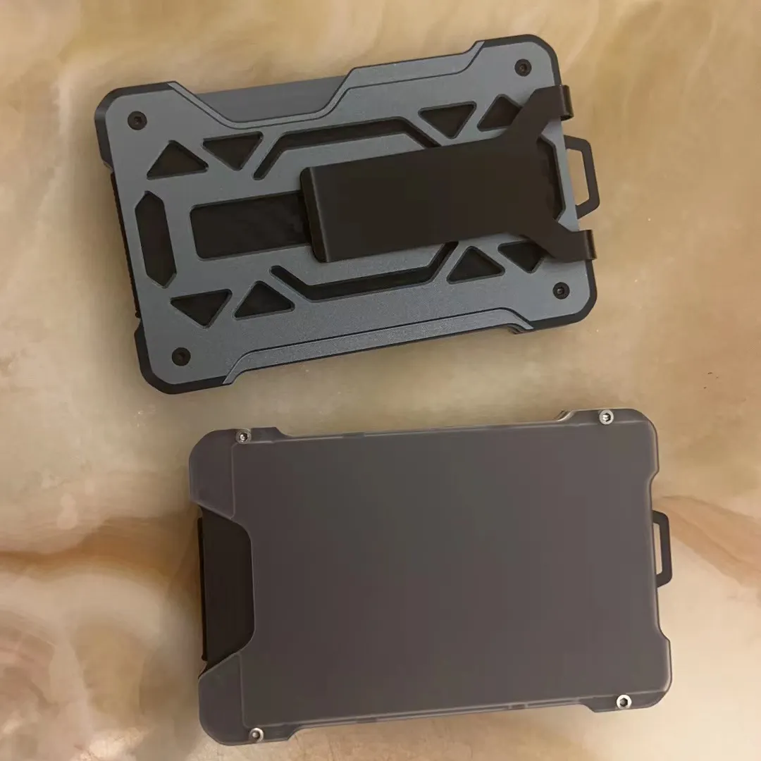 Mherder Custom RFID Blocking Metal Carbon Fiber Men Wallet Slim Minimalist Business Card Holder Case Aluminum Wallet