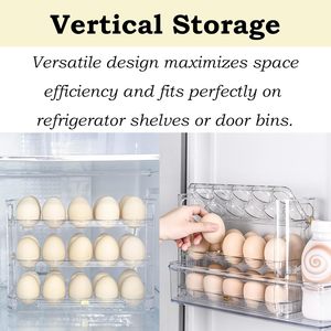 Conteneur de stockage d'oeufs réutilisable en plastique PET pour la maison 3 couches 30 grilles Flip Kitchen Fridge Egg Organizer Holders - Product Image 5