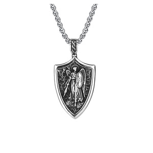 Yunnique – collier avec pendentif archange en acier inoxydable, forme de bouclier, design Saint Michael pour hommes, bijoux cadeau - Product Image 5