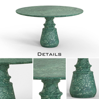 Meubles de cuisine de luxe, table à manger ronde en marbre artisanale avec base sculpturale pour les espaces intérieurs et extérieurs