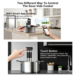 Máquina de Cocción al Vacío de Baja Temperatura con Control por Aplicación Inteligente, Resistente al Agua, 1300W, para <span class=keywords><strong>Cocina</strong></span> Casera y Filetes - Product Image 6