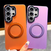 Étui de téléphone élégant avec anneau magnétique rotatif à 360° intégré pour Samsung Galaxy S26 Ultra S25 A57, coque de protection en TPU mat IMD