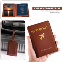 Personnalisable Vintage été voyage cadeau ensemble en cuir PU étanche passeport couverture et étiquette de bagage avec logo personnalisé