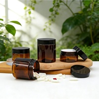Pots en plastique PET ambrés de 50 ml à 500 ml pour crèmes, contenants alimentaires et cosmétiques recyclables avec couvercles à vis, emballage pour soins de la peau