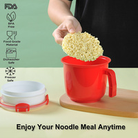 Bols à soupe en plastique personnalisables pour micro-ondes, tasses à fond rond avec poignée, ensemble de bols et tasses à soupe