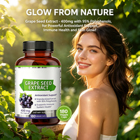 Capsules d'extrait de pépins de raisin ODM/OEM 50:1, équivalent à 20 000 mg, 95 % de polyphénols, antioxydant et soutien immunitaire, végétalien