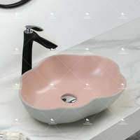Lavabo de cerámica montado sobre encimera personalizado de fábrica recién llegado con forma creativa lavabo de arte hecho a mano para Baño
