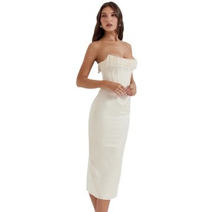 Vestido Halter <span class=keywords><strong>H</strong></span>-1318 de Color Sólido, Sexy, sin Mangas, con Cuentas de Perlas y Estilo Halter para <span class=keywords><strong>Mujer</strong></span> - Product Image 5