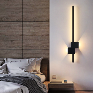 Lampada <span class=keywords><strong>da</strong></span> <span class=keywords><strong>Parete</strong></span> LED Moderna Minimalista in Ferro, Illuminazione Lineare Creativa per <span class=keywords><strong>Camera</strong></span> <span class=keywords><strong>da</strong></span> <span class=keywords><strong>Letto</strong></span>, Dimmerabile, Paralume Oro/Nero - Product Image 4