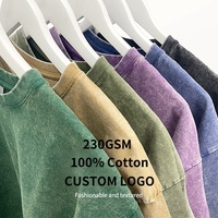 Camiseta de Hombre de Alta Calidad con Logotipo Personalizado, Estilo Vintage, 100% Algodón, Lavado Ácido, Transpirable, MOQ Bajo