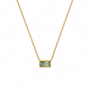 Minimalist Geometric Zircon Necklace Gold Chain Bezel Setting For Women Gift Jewelry - Product Image 5