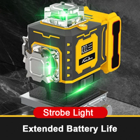 Niveau laser industriel professionnel sans fil à batterie, rotatif 360°, 4D, 16 lignes, auto-nivelant, faisceau vert, OEM