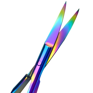 Ciseaux à ressort Castroviejo incurvés de 4,5 pouces, en acier inoxydable avec revêtement arc-en-ciel, instruments microchirurgicaux, fournisseur en gros - Product Image 3