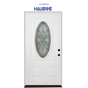 Offre Spéciale prix compétitif <span class=keywords><strong>2</strong></span> panneaux 3/4 inserts en verre ovale porte de maison SMC en fibre de verre - Product Image 1