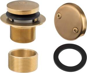 Kit de Reemplazo de Drenaje de Baño de Acero Inoxidable Dorado Cepillado, Placa de Desagüe de 2 Orificios con Rosca Gruesa Universal para Uso en Hoteles - Product Image 1