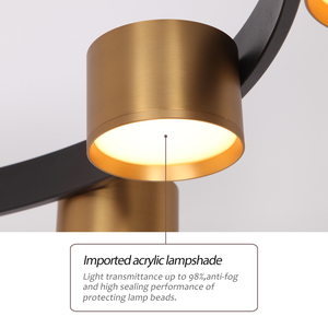 Masivel 9 <strong>Light</strong> Brass <strong>Cylinder</strong> Chandelier Metal Acrylic Modern Pendant <strong>Light</strong> for Living Room - Product Image 6