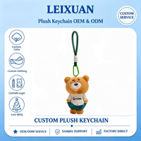 Porte-clés en peluche ours doux et moelleux avec pull tricoté à motif lettres, sangle en corde tressée verte, mousqueton, accessoire pour sac fourre-tout