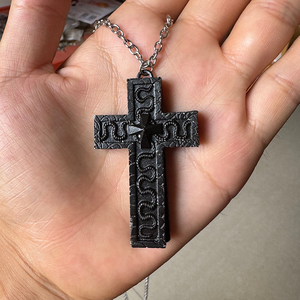 Collier pendentif croix médaillon ouvrable vintage en acier inoxydable électroplaqué avec motif serpent, bijoux religieux gothiques pour hommes - Product Image 4