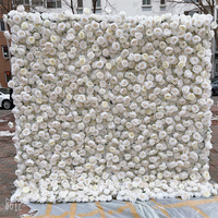 Décoration Murale 3D en Fleurs de Soie : Rose Blanche et Hortensia, Toile de Fond Florale pour Mariages et Fêtes, Décoration Intérieure, Comprend des Tiges