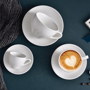 Set di tazze da tè e piattino in porcellana ceramica bianca e personalizzata all'ingrosso per hotel in <span class=keywords><strong>stile</strong></span> caffè Espresso etiopico - Product Image 2