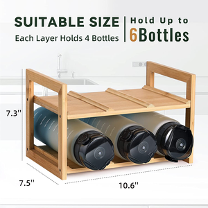 JUNJI-organizador de botellas de agua de bambú, con etiquetas, despensa de cocina, estante de almacenamiento de madera para armarios, taza para el hogar - Product Image 6