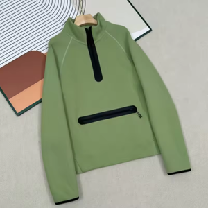 เสื้อสเวตเชิ้ตผู้ชายแบบซิป ¼ ตัว ผ้าถัก สีพื้น แห้งเร็ว สปอร์ต ใส่สบายๆ สำหรับฤดูใบไม้ร่วง - Product Image 2