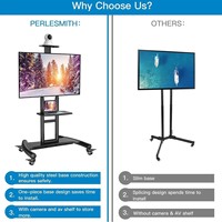 Support TV mobile d'angle motorisé avec trépied, support de moniteur, socle pivotant pour écran LCD LED audio, chariot TV sur pied