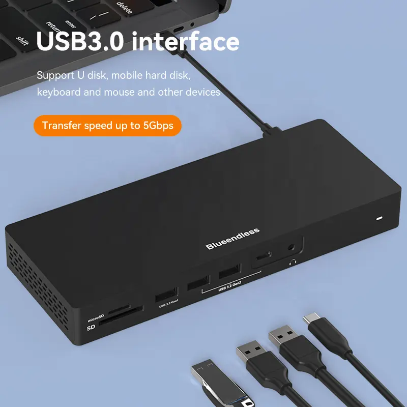 Hot Selling Converter Laptop Docking Station Usb c Hub Adapter Splitter HDTV MST for Mac Book Ethernet USB 3.0 HUB Dock