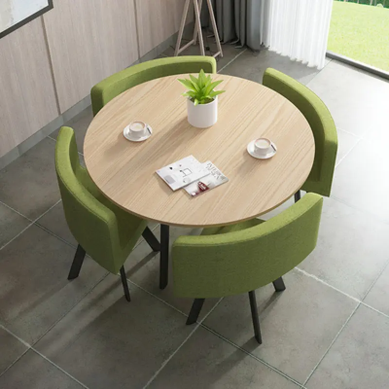 Set Meja Makan, Kayu Modern Furnitur Set Meja Makan Bulat Meja dan Kursi Kayu Solid