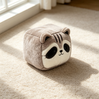 Coussin cube en peluche personnalisé en forme de raton laveur, jouet en peluche doux, cadeau en gros pour fêtes et événements pour enfants et adultes