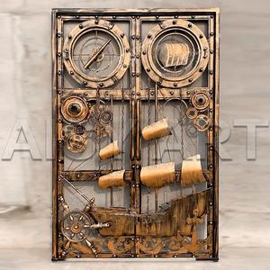 Puerta de entrada de brida de Barco Pirata creativo artesanías de Metal de estilo Industrial Retro para <span class=keywords><strong>Bar</strong></span> Hotel habitación privada para barbacoa de mariscos - Product Image 4