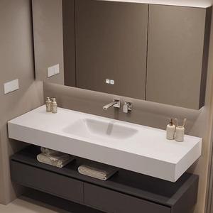 Meuble de salle de bain personnalisé pour projet d'hébergement, avec lavabo double couche sans joint, au design minimaliste et moderne - Product Image 5