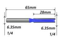 Fresa recta de doble filo para router, de aleación, para fresado de bordes de madera, 28mmX65mmX6mm, vástago de 6mm, de tungsteno, para carpintería CNC, OEM/ODM, HRC65