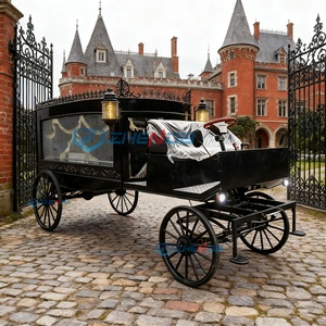 Electric Funeral Hearse Car Coffin Hearse Wagon Luxury Hearse Buggy Cart on Sale Black Dual Function Horse Drawn Funeral Hearse - Product Image 3