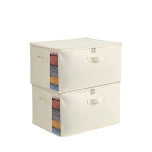 Foldable Oxford Fabric <b>Storage</b> <b>Bag</b> <b>Large</b> Capacity Zipper Closure with Handles Lid Clear Window for Closet Clothing <b>Storage</b> - Product Image 1