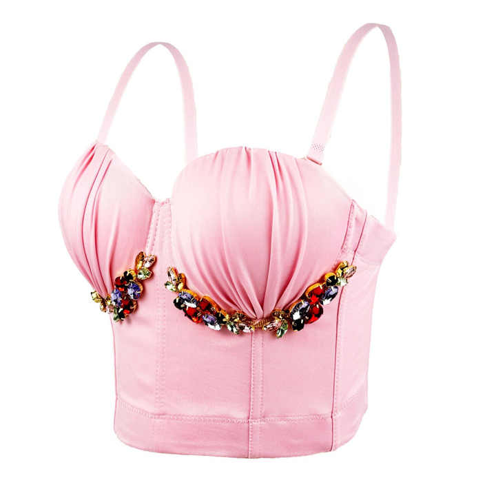 Chest Cup Pleated Corset Outer Wear With Chest Pad Push up Inner Beaded ...