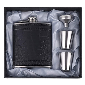Bộ Bình Đeo Hông Bằng Thép Không Gỉ 6Oz 7Oz 8Oz Bộ Quà Tặng Cho Nam Kèm Ly Bắn Phễu Đựng Rượu Bằng Da Bình Đeo Hông Ly <span class=keywords><strong>Whisky</strong></span> - Product Image 2