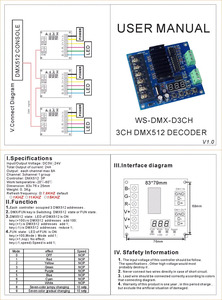 Carte DMX512 JIUAN WS-DMX-D3CH DC5-24V 7.8KHZ 1 Groupe pour Bande LED, Décodeur DMX512 3 Canaux RGB pour Éclairage <span class=keywords><strong>de</strong></span> Bande LED RGB - Product Image 6