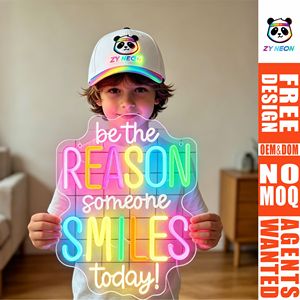 Sii la <span class=keywords><strong>Ragione</strong></span> per cui Qualcuno Sorride Oggi - Insegna al Neon LED Multicolore Alimentata via USB, Luce Neon Motivazionale per Aula e Cameretta dei Bambini - Product Image 1