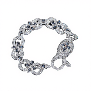 Fine Jewelry New Style Sterling Silver Rhodium Plated Iced Moissanite Cuban Chain Link Hip Hop VVS Blue <b>Clover</b> <b>Bracelet</b> Men-Gift - Product Image 4